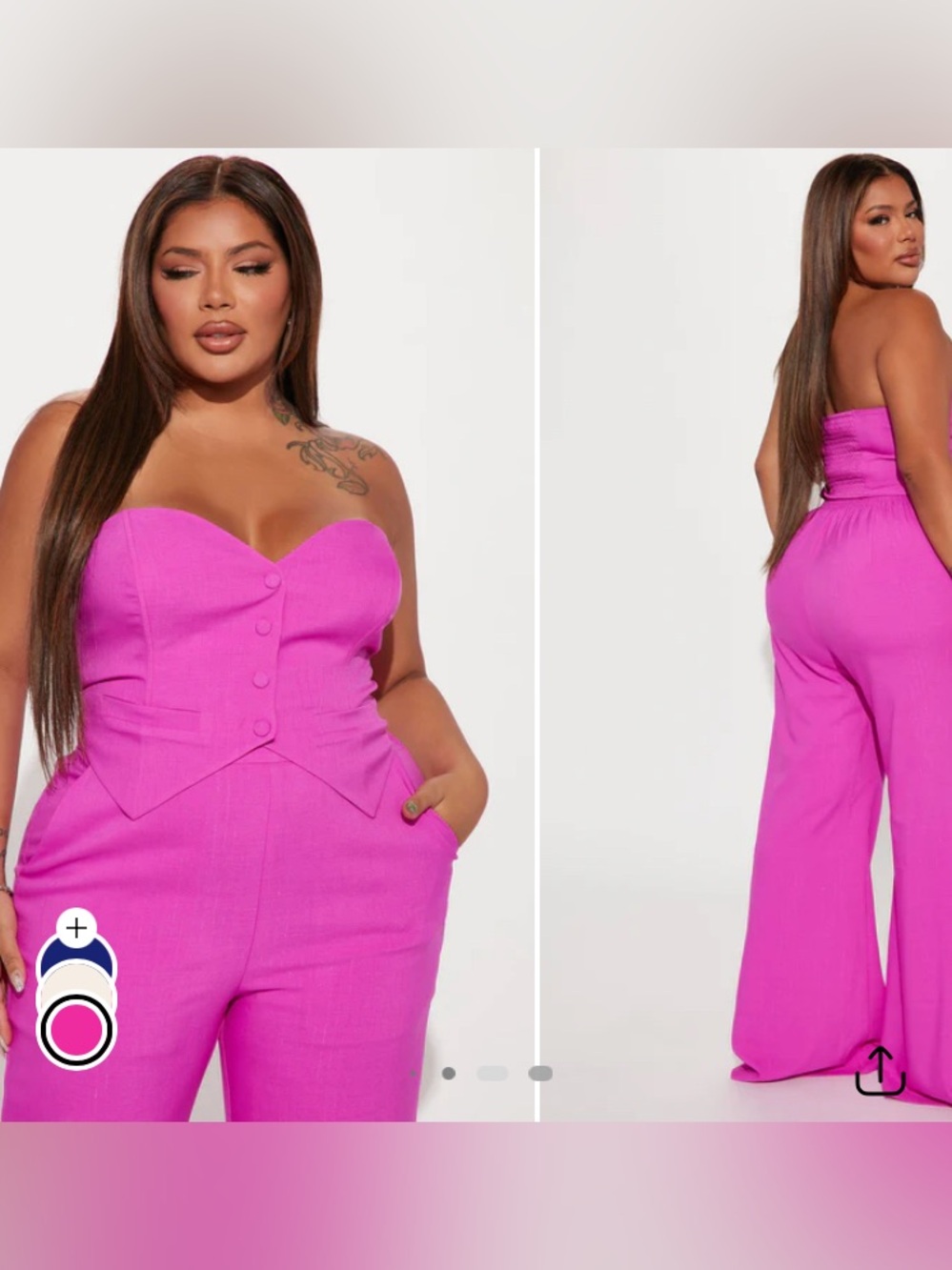 Fashion Nova Strapless Amelia Pant Suit in Hot Pink